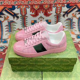 Nuevas zapatillas de deporte Ace Zapatos de abeja casuales Italia Rosa negro Lona de cristal bordado Negro hombres mujeres Tiger Chaussures entrelazados Zapatillas deportivas blancas 09