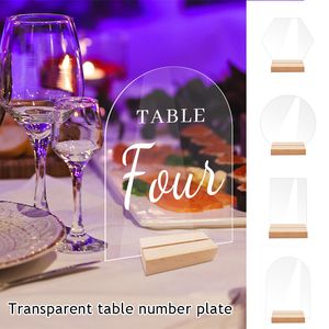 Nouveau support de panneau de table en acrylique avec base de table de mariage claire numéro de table de lecture du panneau de panne