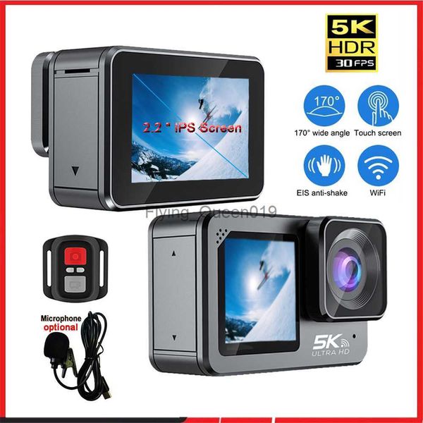 Nueva cámara de acción F6 4K 60FPS 48MP 2.2 Touch LCD EIS Pantalla dual Wi-Fi 170D Control remoto a prueba de agua 8X Zoom Go Sports Pro Cam HKD230828