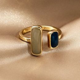 Nieuwe Verstelbare Kleurrijke Drip Glaze 14k Geel Gouden Ring Dames Mode Retro Geometrische Goudkleurige Metalen Ringen Bruiloft Sieraden Verjaardagscadeau