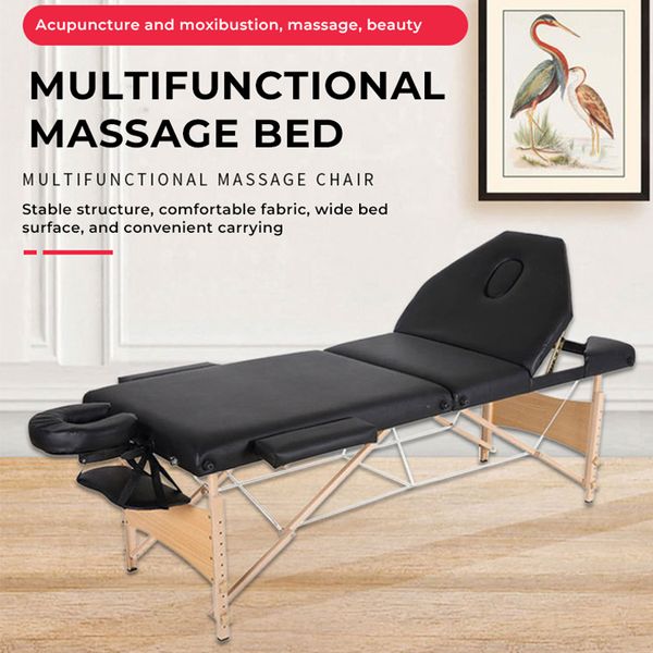 Nouvelle chaise de massage pliante de hauteur réglable, lit de massage de thérapie d'incendie portable, lit de beauté multifonctionnel confortable en gros en gros