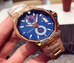 Nouveau Admiral039s Cup Big Date 04010104 Blue Dial Miyota Quartz Chronograph Mens Watch Stopwatch Rose Gold Steel Bracelet Watch6269938
