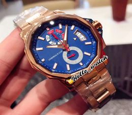 Nouveau Admiral039s Cup Big Date 04010104 Blue Dial Miyota Quartz Chronograph Mens Watch Stopwatch Rose Gold Steel Bracelet Watch1501968