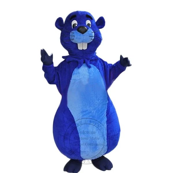 Nouveau Costume de mascotte de castor bleu adulte vêtements de performance de carnaval costume de fantaisie personnalisé costume en peluche