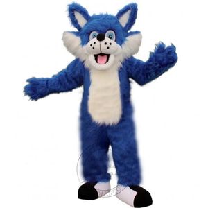Nouveau Costume de mascotte de loup bleu adulte vêtements de performance de carnaval tenue d'accessoires complets du corps Anime