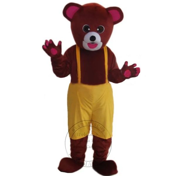 Nouveau costume de mascotte ours brun jaune adulte fête d'anniversaire vêtements de performance carnaval vêtements publicitaires