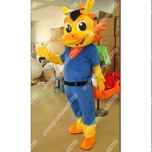 Nouveau personnage adulte Costume de mascotte Dragon bleu Halloween robe de noël accessoires complets du corps tenue Costume de mascotte