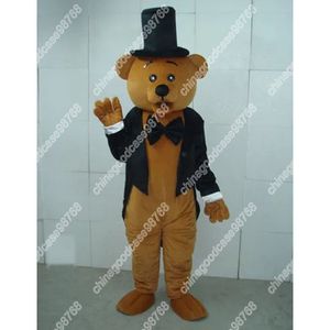 Nouveau personnage adulte Gentleman ours Costume de mascotte Halloween robe de noël accessoires complets du corps tenue Costume de mascotte