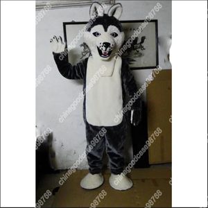 Nieuwe Volwassen Karakter grijze wolf Mascot Kostuum Halloween Kerst Jurk Full Body Props Outfit Mascot Kostuum
