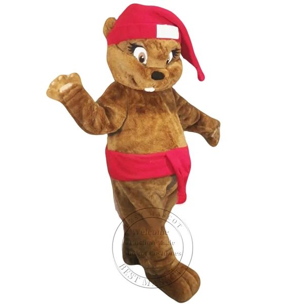 Nouveau costume de mascotte de castor de Noël pour adultes