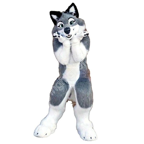 Nouveau adulte gris chien loup renard Fursuit mascotte Costume personnaliser dessin animé thème personnage adulte taille noël anniversaire Costumes