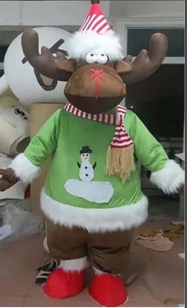 Nouveau adulte Halloween Christmas Funny Reindeer Deer Mastret Costume de mascotte de dessins dessinés fantaisie Costume mascotte de déguisements en peluche