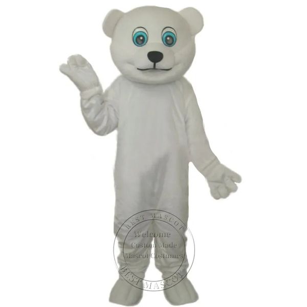 Nouveau adulte petit ours polaire costume de mascotte fête d'anniversaire costume fantaisie accessoires complets du corps tenue