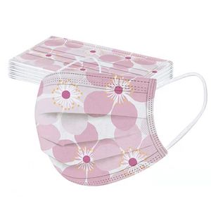 Nouveaux masques pour adultes jetables à trois couches impression de fleurs romantiques masque anti-poussière et coupe-vent non tissé