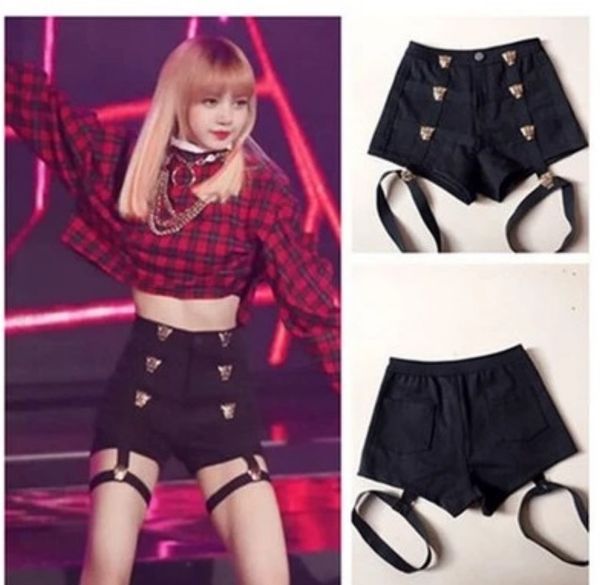 Nuevo traje de baile en barra para adultos, pantalones cortos negros de cintura alta, ropa de Jazz para mujer, pantalones Rave de baile para Bar, ropa coreana