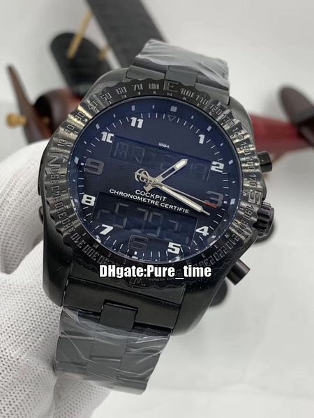 New Aerospace B50 EB5510H2.BE79.181E Cadran Noir Quartz Chronographe Montre Homme Électronique Analogique LCD Affichage Numérique PVD Bracelet Acier Noir