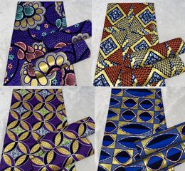 Nueva tela africana de cera dorada, material de algodón, estampado de alta calidad, cera Ankara para coser, 6 yardas, vestido de mujer Fabric9187501