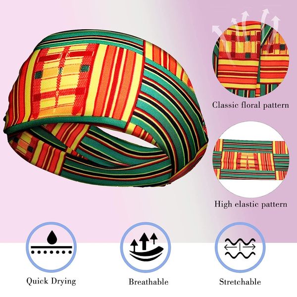 Nouveau bandeau africain Stretchy Boho Print Hairband Yoga Running Sports Workout Head Grip Grip Elastic Turban Headwrap