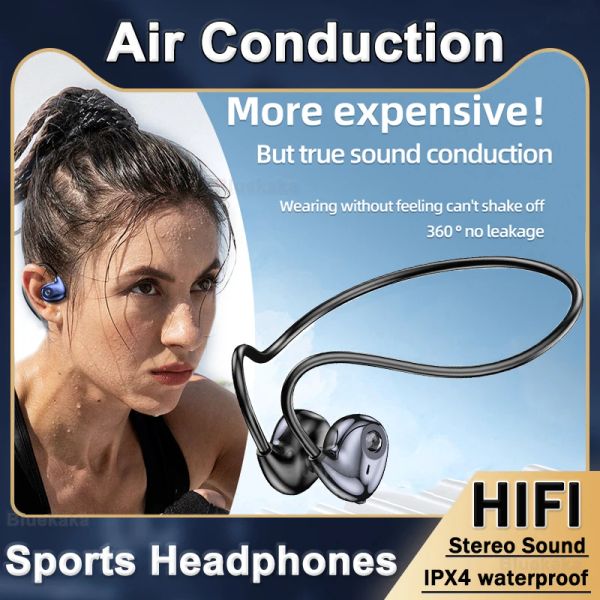 Écouteurs Bluetooth à Conduction d'air, crochet d'oreille ouvert, basse, sport, étanche, longue durée de vie de la batterie, casque sans fil avec micro, nouveau