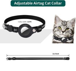 Nuevo collar de gato Airtag Strips reflectantes de collar de gatito ajustable con soporte de etiqueta de aire y campana para chicas gatos gatos