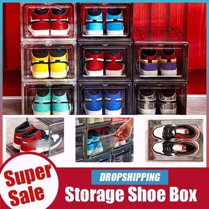 Nuevas cajas de zapatos Aj, zapatos de baloncesto de alta calidad, almacenamiento a prueba de polvo con zapatillas transparentes de Material duro, 36*27*20cm