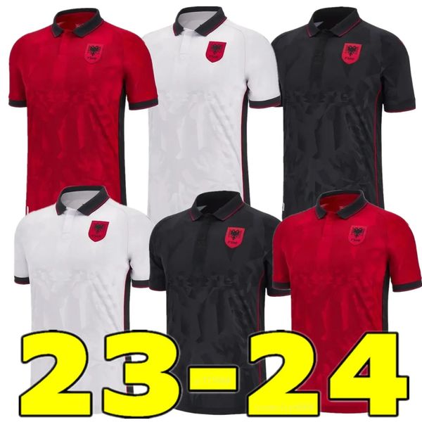 Nouvelle équipe nationale d'Albanie 23 24UZUNI Maillot de football pour hommes HYSAJ LENJANI ABRASHI RAMADANI Accueil Rouge Extérieur Blanc No. 3 Maillot de football noir