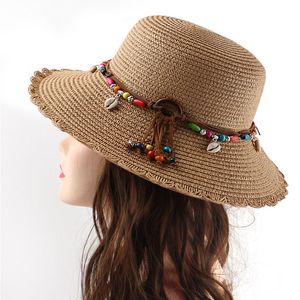 Nouveau chapeau de protection solaire tout match peut écraser la paille Panama Style femmes à bords courts dentelle dôme chapeau de paille été respirant chapeau de plage