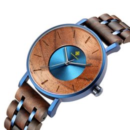 Nieuwe legering Wood horloges heren mode persoonlijkheid Japanse beweging waterdichte kwarts horloges horloges relogio masculino344y