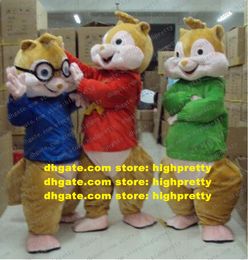 Nouveau Costume de mascotte Alvin et les Chipmunks tenue de personnage de dessin animé adulte Costumes de propriétés de scène CX019
