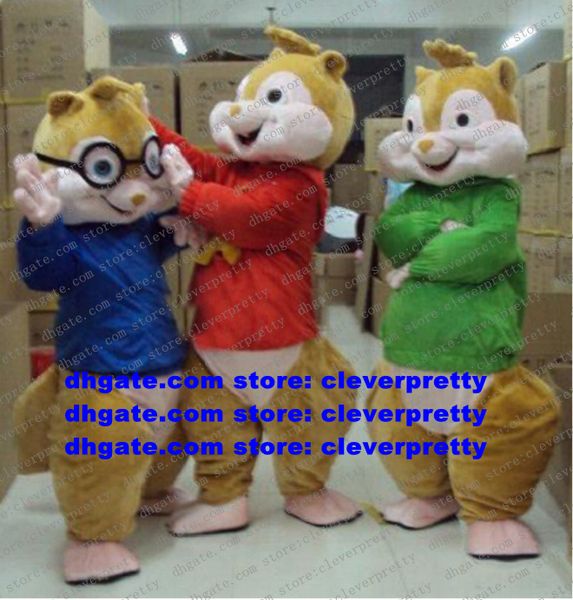 Nuovo Alvin and the Chipmunks Costume della mascotte Personaggio dei cartoni animati per adulti Vestito Festival e festività Scuola materna Pet Shop CX019