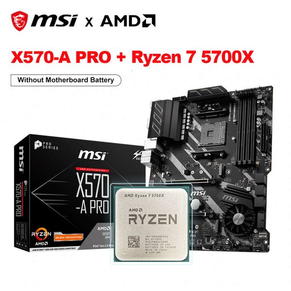 Nouveau processeur AMD Ryzen 7 5700X R7 5700X + MSI X570-A PRO AMD X570 AMD X570 128 go DDR4 carte mère PCI-E 4.0 M.2 SATA3 ATX carte mère