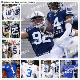 NUEVO American College Wear BYU Brigham Young Cougars Fútbol cosido Jersey 16 Baylor Romney 15 Ale