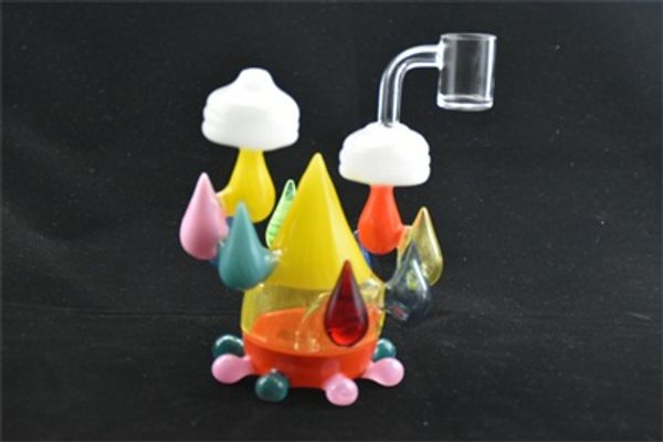 Cachimba de cristal, gotas de lluvia de siete colores, plataforma de perforación de petróleo, juego de fumar, tubería, bong, precio directo de fábrica, concesiones