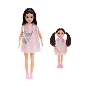 NIEUWE AMERIKAANSE DOP FAMILY PARIEN Kind Set 7 inch en 5 inch poppen Mix and Match Top en Pants Children's Toy Mini Doll Accessories