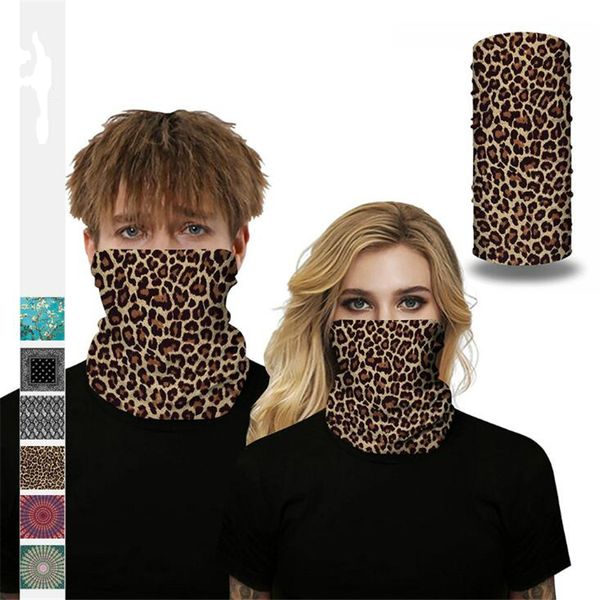 Nuevo diseño de la bandera americana Pañuelo multifunción Esquí Deporte al aire libre Motocicleta Bufanda Estampado de leopardo Pañuelo Mascarilla CS Máscara Máscaras de Halloween