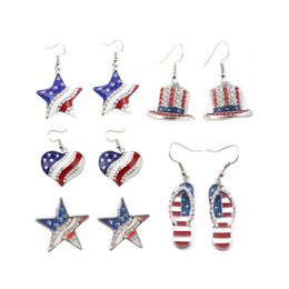 Nouveau drapeau américain mode style crochet d'oreille bijoux femmes pantoufles en émail national forme boucles d'oreilles drapeau américain boucles d'oreilles cadeau Q2867