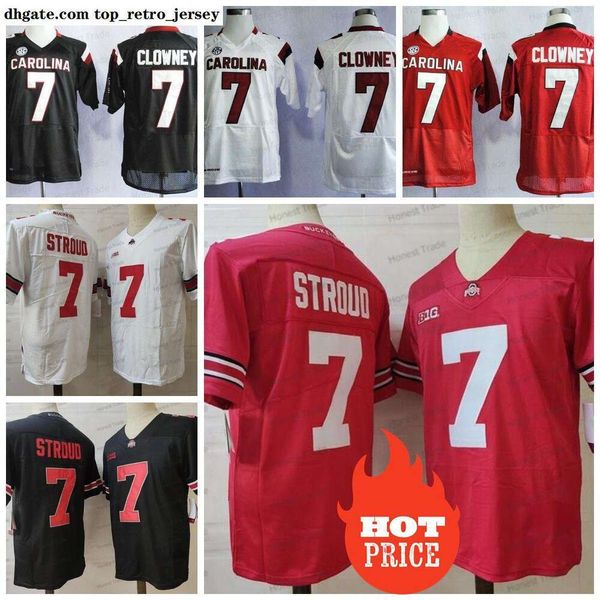 NOUVEAU American Wear Ohio Stroud Jersey NCAA 7 State Buckeyes 7 Clowney Hommes Blanc Rouge Cousu College Football Maillots