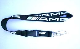 Nieuwe AMG Lanyard Sleutelhanger Sleutelhanger ID Badge mobiele telefoon houder Nekkoord zwart en wit 10pcs8205155