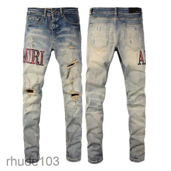 Nuevo Amirs para hombre Diseñador de lujo Denim Jeans Agujeros Pantalones Marca de moda Jean Biker Pantalones Hombre Ropa Para hombre Pantalones para mujer Jeans AESZ