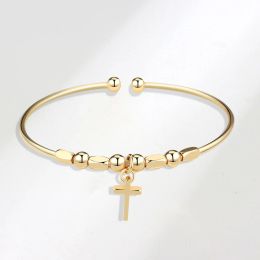 Nouveau et Bracelet plaqué Bracelet femmes imple croix ouvert Bracelet centre commercial perle Bracelet en gros