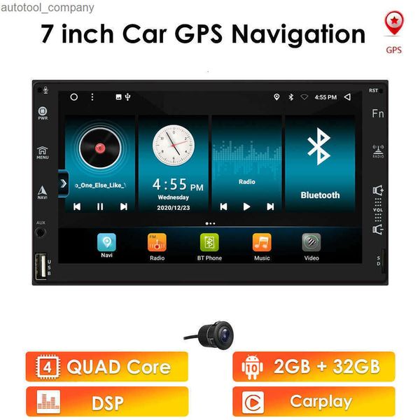 Nouveau Android Autoradio DSP 2GB + 32GB Autoradio Gps Navigation universelle 7 pouces Auto stéréo Wifi 2Din Multimidia lecteur Carplay SWC Cam