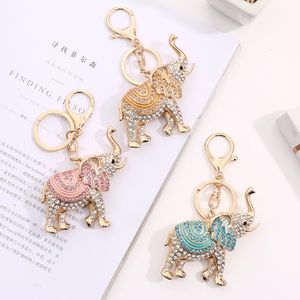 Porte-clés en forme d'éléphant Animal, en émail coloré, pendentif de sac en cristal, porte-clés pour femmes, bijoux à la mode, vente en gros, nouvelle collection