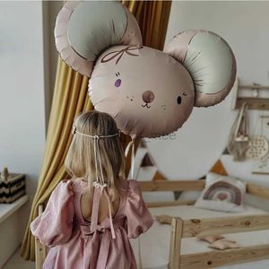 Nuevo Animal Pink Mouse Moon Bear Foil Globos Día de los niños Cumpleaños Jungle Party Decoración Niños Baby Shower Suministros de regalo HKD230808