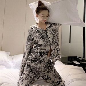Nouveau pyjama d'impression animale femmes hiver pyjama à manches longues coréen vêtements de ménage vêtements de détente Pijama Mujer chemise de nuit 201217