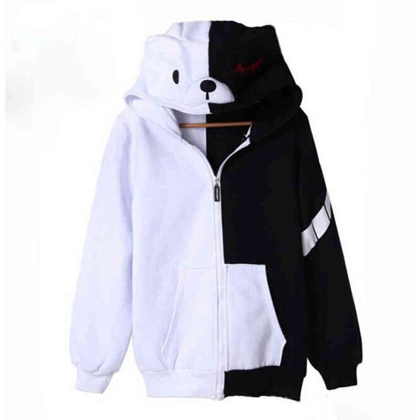 Nouveau Anime Danganronpa Trigger Happy Havoc Mignon Sweat À Capuche Automne Printemps Coton Casual Noir Blanc Sweat À Capuche Cosplay Vêtements Japonais L220706