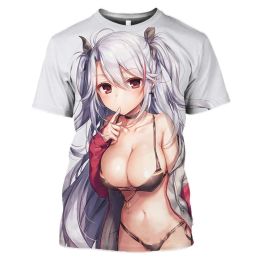Nouvel anime harajuku jeu plage de plage sexy fille 3d t-shirt t-shirt street hommes et femmes décontractés o cou surdimension