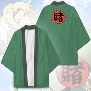 Nieuwe Anime Konoha Hokage Tsunade Kimono Cosplay Kostuums Haori Mantel Cardigan Jacket Volwassen Kinderen Jas Badjas Pyjama Yukata Y0903