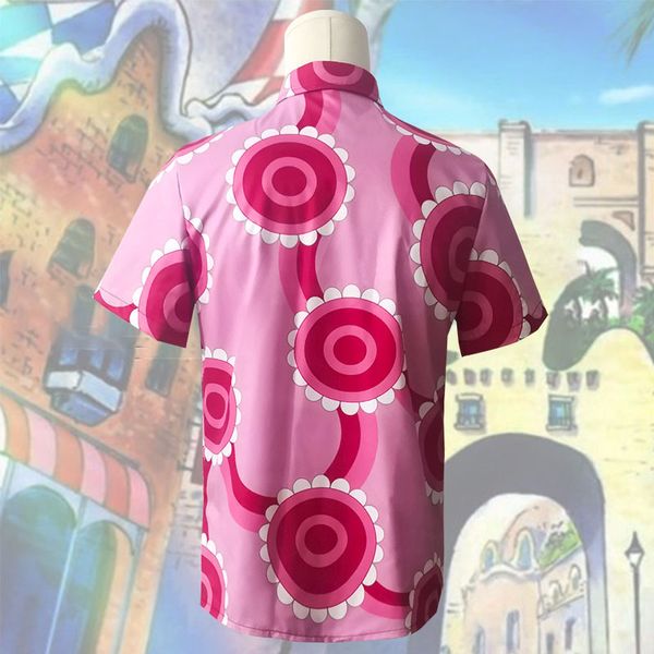 Nouveau anime One Piece Sanji Pink Shirt for Unisexe Adult Kids Kids Summer Short Shirt Costume Cosplay Cosplay Cosplay
