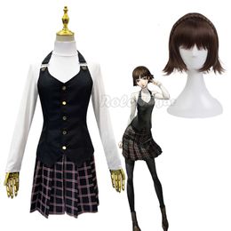 Nieuwe anime persona 5 makoto niijima kostuum p5 queen cosplay top rok pruiken vrouwelijke middelbare school uniformen Halloween carnaval 26
