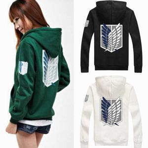 Nuevo Anime Wings of Liberty Cosplay disfraz Attack on Titan Unisex sudaderas con capucha Shingeki No Kyojin Legion cremallera chaqueta sudaderas Y0903